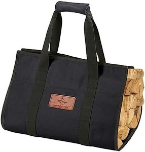 WHITEDUCK TUFF Large Firewood Carrier 21 Oz. Heavy Duty Waxed Canvas Log Carrier Holder for Fireplace, Carrying Wood Indoor & Outdoor (Black, Rectangle (39"x18"))