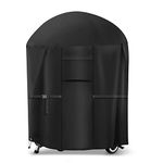 BBQ Cover, 600D BBQ Cover Heavy Duty Barbeque Cover Waterproof Outdoor with Handle Vent Strap Drawstring Buckle Kettle BBQ Cover Small, Barbecue Covers Tear-proof Dust-proof UV-resistant (74x79cm)