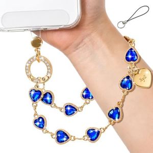 XYZ Heart Phone Charm Wrist Strap,Sparkle Phone Chain Wristlet,Royal Blue