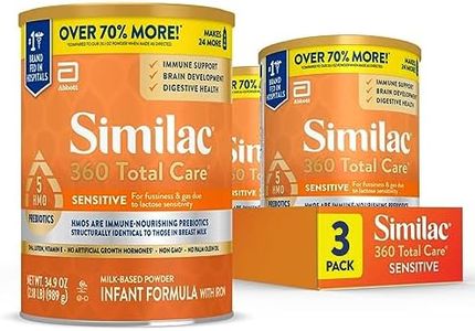 Similac 360 Total Care Sensitive Infant Formula for Fussiness & Gas Due to Lactose Sensitivity, Has 5 HMO Prebiotics, Non-GMO,‡ Baby Formula Powder, 34.9-oz Value Can, Pack of 3