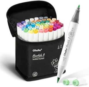 Ohuhu Alcohol Markers Brush Tip -Double Tipped Art Marker Set for Artist Adults Coloring Illustration -48 Colors -Brush & Fine -Honolulu B -Refillable