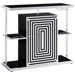 Coaster Furniture Home Bar Cabinet Wine Storage Unit Black High Gloss Chrome 130076