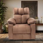 Little NAP Helios Soft Suede Fabric Single Motorized Standard Recliner | Padded 1 Seater Aaram Sofa | Relaxing Chair for Home Office Living Bed Room | 3 Year Warranty | Brown