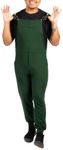 Swoveralls Unisex Sweatpant Overalls – Relaxed Fit Bib Overall | Jogger Cuff, Zipper Fly, 6 Pockets- Small Forest Green