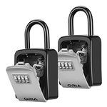 ORIA Key Lock Box, Lock Box for Keys Outdoor, Combination Lock Box with Shackle, Weatherproof Key Safe Storage, Lockbox for House, Hotel or Car Keys – BlackSilver, Pack of 2