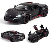 VARIYA ENTERPRISE LYKAN HYPERSPORT Sport 1:24 Big Size Diecast Scale Model Alloy Metal Pull Back Toy car for Kids with Openable Doors & Light, Music Toy Vehicle for Kids - (Black)