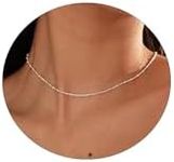 Relveo Dainty Silver Choker Necklace for Women Silver Necklace Shining Dots Chain Neckalces Thin Choker Jewelry Gift