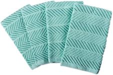 DII 100% Cotton Ultra-Absorbent Cleaning Drying Luxury Kitchen Chevron Bar Mop Dish Towels for Everyday Home Basic 16 x 19 Set of 4- Aqua