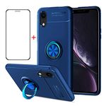 AKABEILA for iPhone XR Case Screen Protector Compatible for iPhone XR Cover [with Tempered Glass Free] Carbon Fiber Silicone Bracket Phone Holder Shockproof Cases 6.1"