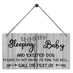 Baby Sleeping Sign Plaque Decor for Front Door - Please Do Not Disturb Sign - Signs Decor for Baby Room, Nursery, Home Bedroom -New Mom Gift, Baby Shower