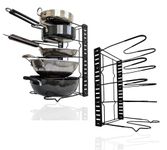 DRY LINE Adjustable Metal Pot and Pan Holder, 5-Tier Multipurpose Kitchen Organiser Rack, Tawa stand, Plate Dish Lid Hanger - Cockware Storage Shef (Pack of 1)