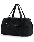 BAGSMART Travel Duffle Bag Quilted Weekender Overnight Bag for Women with Laptop Compartment, Large Carry On Airport Bag with Wet Pocket & Shoe Bag for Travel, Business Trips, Sports, E-Black, Basic,