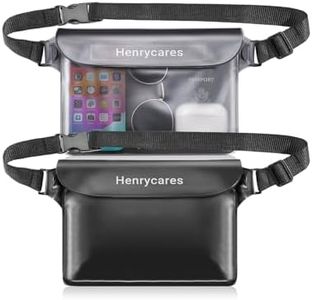 Henrycares Pochette Étanche IPX8 Imperméable 2PCS, Sacoche Grande Taille 100% Étanche pour Téléphone/Cartes, Sangle Réglable pour Natation, Plage, Kayak​ (Noir+Gris Cristal)​