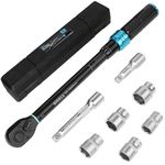 Shall 7-Piece 1/2" Torque Wrench Set, (20-220Nm) Dual Direction Adjustable 72 Tooth for Suitable for car and Motorcycle Maintenance,with Extension Pole and Storage Box