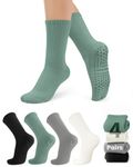 yeuG Non Slip Pilates Socks with Grips for Women, Grip Socks for Yoga Ballet Barefoot Workout Anti Skid Athletic Socks, D04-black/Cyan/Light Grey/White, Small-Medium