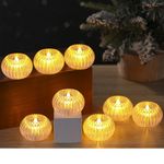 JRM Smokeless & Flameless LED Tealight Acrylic Decorative Tea Light Candles for Diwali, Home Décor, Gifting, Birthday, Christmas, Festival Decoration (Crystal Round Diya Candle, Pack of 6)