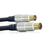 TV Aerial Cable 2m – Male to Female Coaxial Wire with Gold Plated Plugs| Plug-to-Plug Shielded Connectors | Antenna AV Lead for Digital and Analogue Signal Transmission