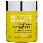 Nutriburst Ultra-D1000 - Vitamin D3 (1000IU) + Vitamin K2 (80µg) for Healthy Muscles & Bones - Lemon Flavour - 60 Gummies 1 Month Supply - Suitable for Vegans