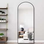 NeuType Arched Mirror 64''x21'' Full Length Floor Stand Up Hanging Large Bathroom Mirrors Black Arch Dressing Aluminum Alloy Thin Frame (SUUS-LHJ-M16354-B-S265-USAM021)