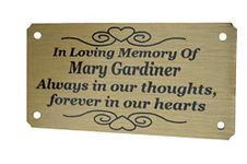 MEMORIAL BENCH PLAQUE PERSONALISED GRAVE SIGN CHOICE OF 2 SIZES 4" X 2" OR 5" X 2" - SAME DAY DISPATCH 1ST CLASS UP UNTIL 12:00 P.M. (NOT INCLUDING WEEKENDS)