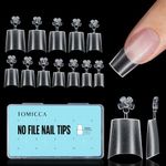 TOMICCA 510PCS Short Coffin French False Nail Tips, Half Cover Acrylic Matte False Nail Tips, Artificial Nails Tips for Acrylic Extensions, Salon Nails 12 Sizes