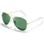 KANASTAL Dark Green Sunglasses Mens Oversized Womens Polarised Military Green Retro Vintage Metal UV400 Protection - Gold Frame Dark Green Lens