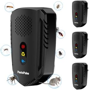 PestoPulse 2025 Ultrasonic Pest Repeller, 4 PCS Mouse repellent, 3 Model Repeller Plug in Pest Control, Efficient Against Mice Rat Mosquitoes Spider Cockroach Moths Ants Etc Harmless to Pets Human
