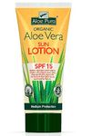 Aloe Pura, Organic Aloe Vera Sun Lotion SPF 15, Natural, Vegetarian, Cruelty Free, Paraben & SLS Free, Long-Lasting Shield, Medium Protection, 200ml (Packaging may vary)