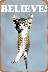 Believe Cat,Hang in There Cat Metal Tin Sign - Perfect Funny Motivational Poster For Home or Office 12x8 Inch