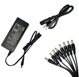 [UL Listed] SOLTECH 12V 5A 60W CCTV Security Camera Power Supply AC DC Adapter with 8-Way Power Splitter Compatible with Samsung Wisenet Lorex, Night Owl, Defender Q-See Swann