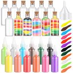 Sinmoe 12 Pack Sand Art Kits Include 12 Pcs 1.7 oz Plastic Sand Art Bottles, 12 Colored Art Sand, 5 Mini Plastic Funnels for Wedding Birthday Party Decoration Arts DIY Supplies