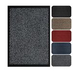 Barrier Mat For Indoor & Outdoor Doormat 40x60 Small Large Dirt Trapper Floor Rug Home Kitchen Runner Entrance Rugs Absorbent Rubber PVC Mat Non-Slip (90 x 150 cm, Grey)