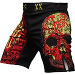 Hardcore Training Fight Shorts Men's Skull Folk Boxing MMA Combat BJJ Grappling Fitness Muay Thai Kickboxing No Gi