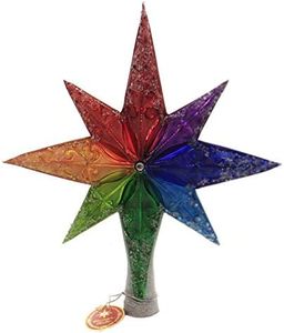 Christopher Radko Hand-Crafted European Glass Christmas Decorative Finial Tree Topper, Rainbow Stellar