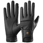 AFE Genuine Leather Horse Riding Gloves Ladies Dublin Track Gloves Leather Equestrian (Black, Small)