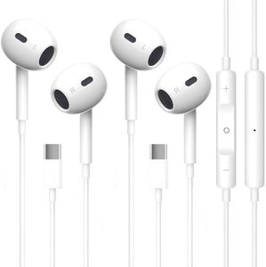2 Pack Écouteurs Filaires USB-C pour iPhone 16/15, Écouteurs Intra-Auriculaires Hi-FI Stéréo USB C avec Microphone Intégré et Commandes de Volume pour iPhone 16/15, Samsung Galaxy,Google Pixel