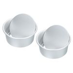 uxcell 2 Pcs Non-Stick Round Cake Pan 6.7" Aluminium Alloy Round Cake Baking Pan with Removable Bottom- for Wedding Birthday Christmas Cake Baking, Silver Tone