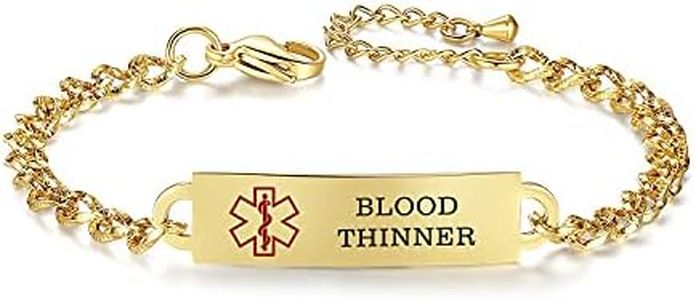 AOAMID Medical Alert Bracelets for Women Adjustable Personalized Free Engrave Medical ID Bracelets 6.5-8 Inch, 8.5 in, Metal, no gemstone
