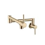 STYLISH Kitchen Pot Filler Folding Faucet Stainless Steel Double Joint Swing Arm Sink Faucet Articulating Wall Mount Two Handle, Brushed Gold Finish, K-145G (Brushed Gold)