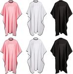 6 Pcs Professional Waterproof Hair Styling Cape Salon Barber Cape Hairdresser Haircuting Cape Adjustable Size, 47" x 59"(Black, White, Pink)