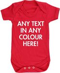 Hippowarehouse Personalised baby vest bodysuit (short sleeve) boys girls Red