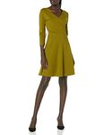 Lark & Ro Three Quarter Sleeve Faux Wrap dresses, Avocado, 12