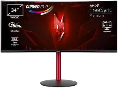 Acer Nitro XZ2 XZ342CU P - Monitor Gaming Curvo 34" UltraWide QHD 165 Hz (86,4 cm, 3440x1440, 21:9, 400 Nits, 1ms VRB, AMD FreeSync Premium, HDMI 2.0/DP 1.4) Monitor PC Gaming, Color Negro