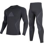 UNIQUEBELLA Mens Thermal Underwear Set Long Sleeve Tops Long Johns Thermal Base Layer Bottom Fleece Lined Quick Drying