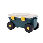 Oypla Outdoor Garden Rolling Tool Cart Storage Box with Rotating Seat