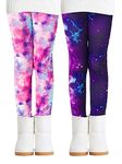 Adorel Girls' Fleece Lined Leggings Winter Pants Thermal Warm Pack of 2 Galaxy 7 Years (Manufacturer Size: 130)