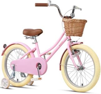 Glerc Little Molly 18 Inch Kids Bike, Retro Cruiser Girls Bike for Children Ages 5-9 Years Old, Kids Bicycle with Wicker Basket & Kickstand, Pink