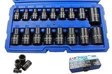 Impact E Torx Star Sockets Female E5 to E24 3/8? and 1/2'' Drive 17pc Set US Pro