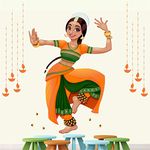 StickMe 'Beautiful Indian Classical Dance - Bharatanatyam - Woman Dancer - Creative - Colorful - Wall Sticker' -SM193 (Multi Colour, Vinyl - 120cm X 120 cm)