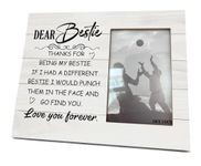 Friend Gift, 8X10 Inch Rustic Wooden Picture Frame, Friendship Photo Frame for Gifting, Funny Friendship Quotes Wood Frame, Birthday Gift for Best Friend, Gift for Her, Thanks for Being My Bestie